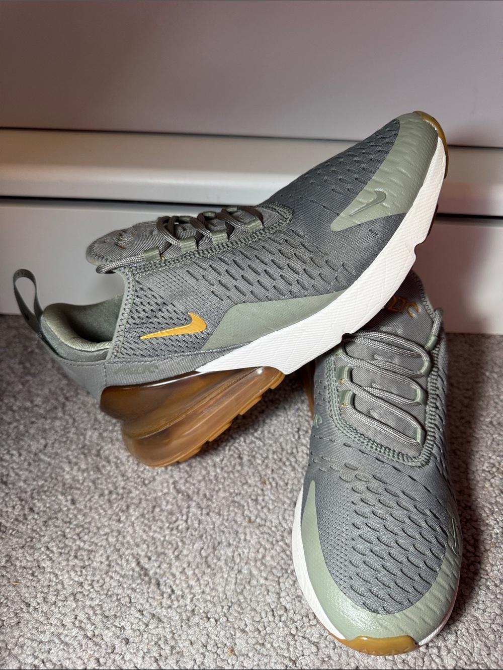 Women’s Olive Green Air-Cushioned Sneakers with Gum Accent